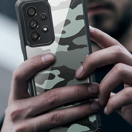 Mobizang Bull Camouflage Back Cover for Samsung Galaxy A73 (5G), Shockproof Slim Hybrid Clear Case,Black