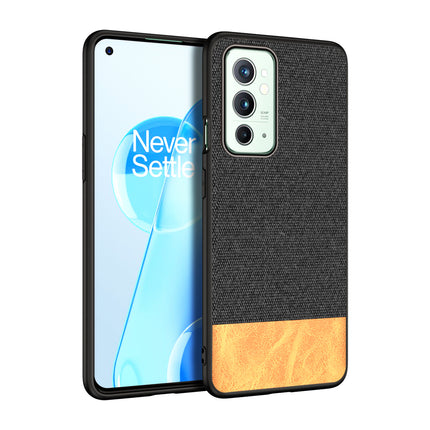 Soft Fabric & Leather Hybrid for OnePlus 9RT  Back Cover, Shockproof Protection Slim Hard Back Case (Black ,Brown)