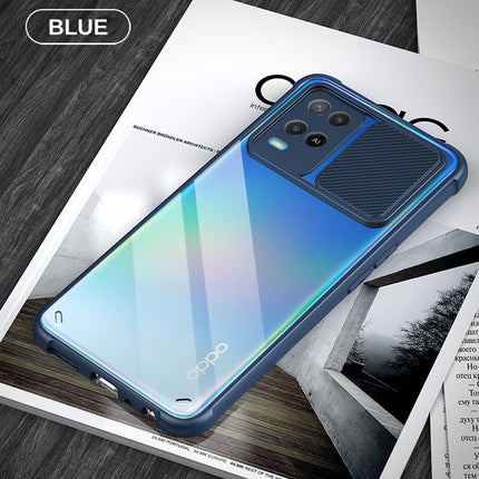 Slider Back Cover for Oppo A54 , [Military Grade Protection] Shockproof Slim Clear Camera Shield Bumper Back Case (Blue)