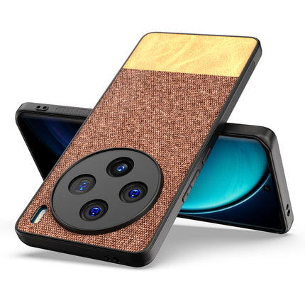Mobizang Soft Fabric & Leather Hybrid Protective Back Cover for Vivo X100 | Shockproof Slim Hard Anti Slip Back Case (Brown)
