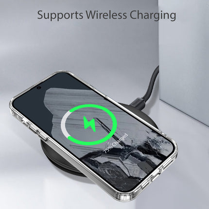 Mobizang Warrior Acrylic Clear Back Cover For Google Pixel 8 | Slim Shockproof [Military Grade Protection] Hybrid Bumper Case (Clear Sides)