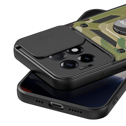 Mobizang Tank Back Cover for OnePlus 11R | Inbuilt Ring + Slider Shockproof Lens Protection Case (Green)