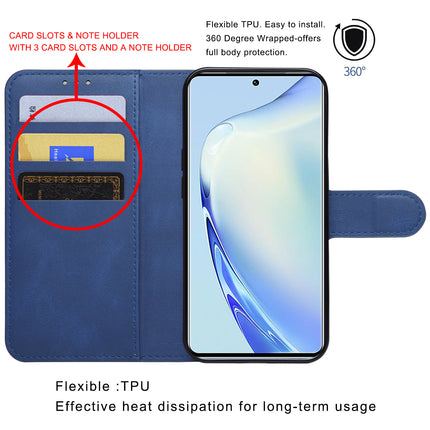 Mobizang Prime Slim Magnetic Flip Cover for Vivo V27/ V27 PRO | PU Leather Shockproof Folio Case with Card Holders RFID Blocking Kickstand (Blue)