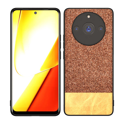 KAPA Soft Fabric & Leather Hybrid Protective Back Cover for Realme 11 PRO / 11 PRO + (PLUS) | Shockproof Slim Hard Anti Slip Back Case (Brown)