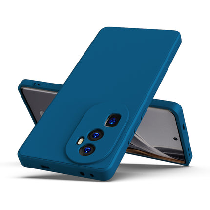 Mobizang Matte Protective Lens Flexible Back Cover for Oppo Reno 10 PRO + Plus | Slim Silicone with Soft Lining Shockproof Full Body Bumper Case (Blue)