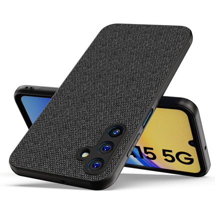 Mobizang Soft Full Fabric Protective Back Case Cover for Samsung Galaxy A15 | Shockproof Slim Hard Anti Slip Back Case (Black)