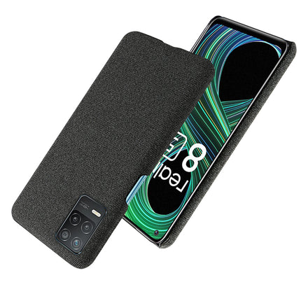 Woven Soft Fabric Case for Realme 8 (5G) Back Cover, Shock Protection Slim Hard Anti Slip Back Cover (Black)