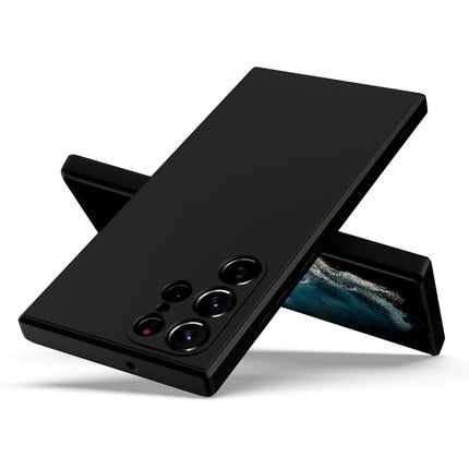 Matte Lens Protective Back Cover for Samsung Galaxy S22 ULTRA, Slim Silicone with Soft Lining Shockproof Flexible Full Body Bumper Case (Black)