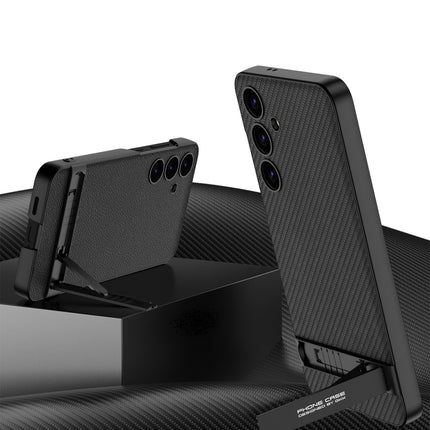 Mobizang Leather Ultra Thin Back Case for Samsung Galaxy S24 Cover | with Inbuilt Stand Full Body Protection Back Cover (Black)