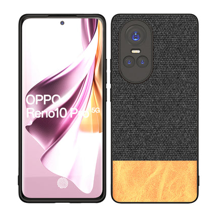 KAPA Soft Fabric & Leather Hybrid Protective Back Cover for Oppo Reno 10 / Reno 10 PRO (5G) | Shockproof Slim Hard Anti Slip Back Case (Black , Brown)