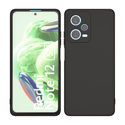 Mobizang Matte Protective Lens Flexible Back Cover for Redmi Note 12 | Slim Silicone with Soft Lining Shockproof Full Body Bumper Case (Black)
