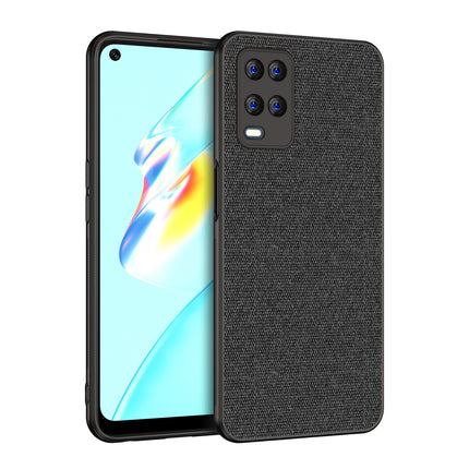 Soft Fabric Hybrid for Oppo A54 (4G) Back Cover, Shockproof Protection Slim Hard Back Case (Black)