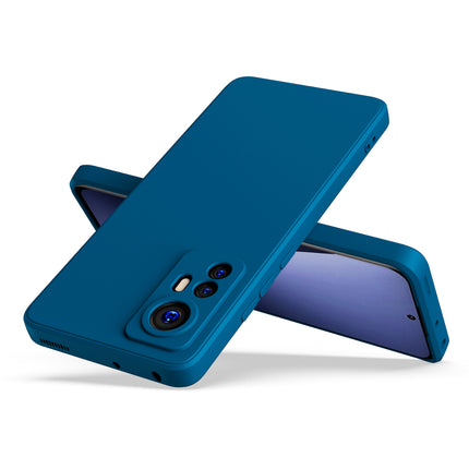 Matte Lens Protective Shockproof Flexible Back Cover for Xiaomi 12 PRO (5G), Slim Silicone with Soft Lining Shockproof Flexible Full Body Bumper Case (Blue)