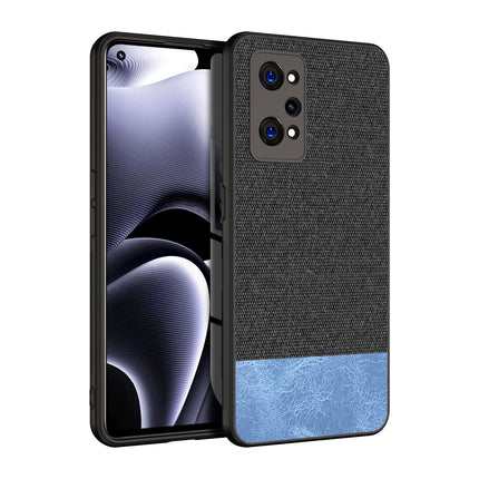 Soft Fabric & Leather Hybrid Protective Case Cover for Realme GT Neo 2 (Black,Blue)