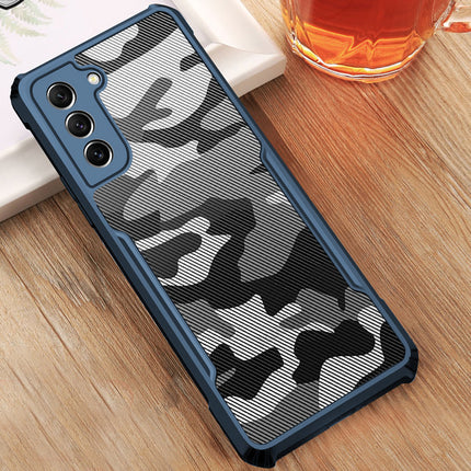 Beetle Camouflage for Samsung Galaxy S21 FE Back Case, [Military Grade] Shockproof Slim Hybrid Cover (Blue)