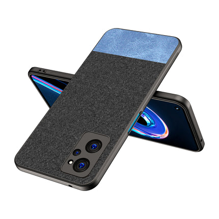 Soft Fabric & Leather Hybrid Protective Case Cover for Realme 9i (Black ,Blue)