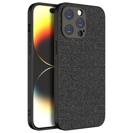 Mobizang Soft Full Fabric Protective Back Case Cover for Apple iPhone 15 Pro | Shockproof Slim Hard Anti Slip Back Case (Black)