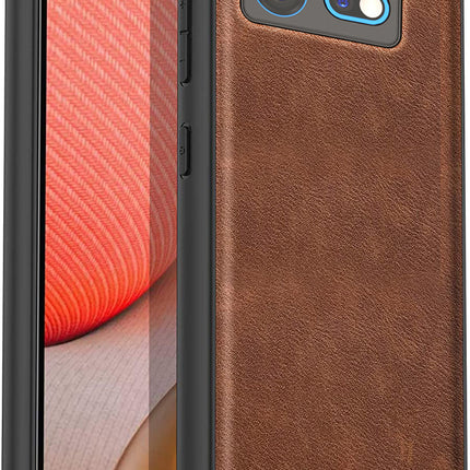 Mobizang Tux Leather Back Cover for IQOO Neo 8 | Slim Shockproof Camera Protection Bumper Case (Brown)