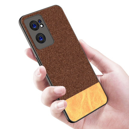 Soft Fabric & Leather Hybrid Protective Case Cover for OnePlus Nord CE 2 (5G) (Brown)