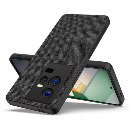 Mobizang Soft Full Fabric Hybrid for IQOO 11 Back Cover | Shockproof Hybrid Slim Hard Anti Slip Back Case (Black)