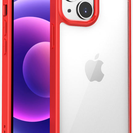 Hawkeye Clear Back Cover for Apple iPhone 13 (6.1 inch) , Camera Lens Protector Shockproof Slim Clear Case Cover (Red)