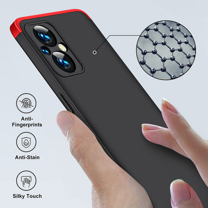Double Dip Full 360 Protection Back Case Cover for Oppo F21 PRO (5G) (Red , Black)