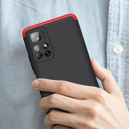 Double Dip Full 360 Protection Back Case Cover for Redmi Note 11T (5G) (Red,Black)