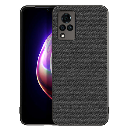 Soft Fabric Hybrid for Vivo V21 Back Cover, Shockproof Protection Slim Hard Back Case (Black)