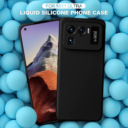 Matte Lens Protective Back Cover for Xiaomi Mi 11 Ultra , Slim Silicone with Soft Lining Shockproof Flexible Full Body Bumper Case , Black