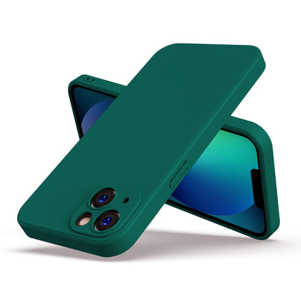 Matte Lens Protective Back Cover for Apple iPhone 13 (6.1) , Slim Silicone with Soft Lining Shockproof Flexible Full Body Bumper Case (Green)