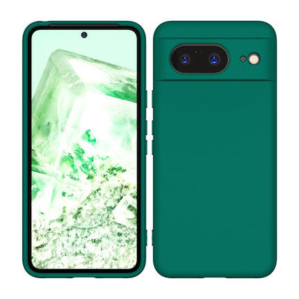 Mobizang Matte Protective Lens Flexible Back Cover for Google Pixel 8 | Slim Silicone with Soft Lining Shockproof Full Body Bumper Case (Green)