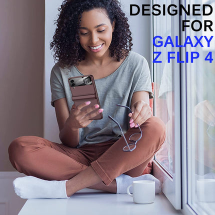 Mobizang Ultra Thin Back Cover for Galaxy Z Flip4 , Magnetic Hinge Protection and Inbuilt Glass Window Protection , Burgundy