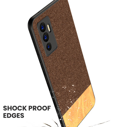 Soft Fabric & Leather Hybrid Protective Case Cover for Vivo V23E (Brown)