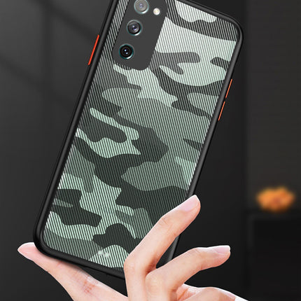 Camouflage Paper Thin Back Cover For Samsung Galaxy S20 FE , Super Slim Matte Translucent Full Protection Back Case (Black)