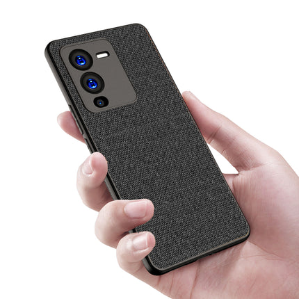 Mobizang Soft Full Fabric Protective Back Case Cover for Vivo V25 PRO (5G) (Black)