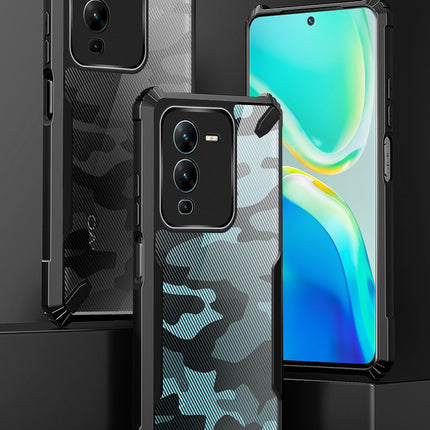 Mobizang Bull Camouflage Back Cover for Vivo V25 Pro (5G) , [Military Grade Protection] Shock Proof Slim Hybrid Bumper Case (Black)
