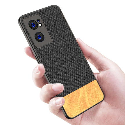 Soft Fabric & Leather Hybrid Protective Case Cover for OnePlus Nord CE 2 (5G) (Black ,Brown)