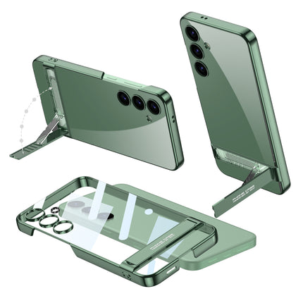 Mobizang Phantom Ultra Thin Back Case for Samsung Galaxy S24 Cover | Inbuilt Kick Stand Electroplated Edges Full Body Protection Back Cover (Green)