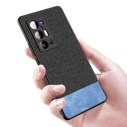 Soft Fabric & Leather Hybrid Protective Case Cover for Vivo X70 PRO PLUS (Black,Blue)