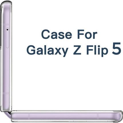 Mobizang Phantom Ultra Thin Back Case for Samsung Galaxy Z Flip 5 with Front Tempered Glass | Electroplated Edges Full Body Protection Back Cover (Clear)