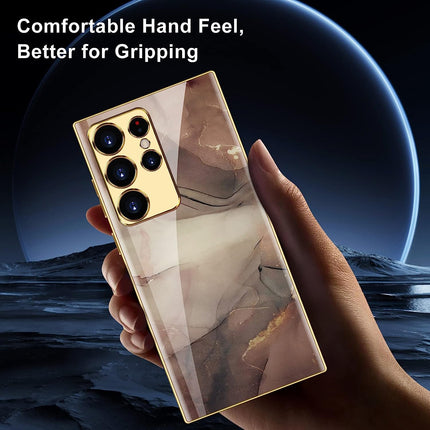 Mobizang 9H Glass Back Case for Samsung Galaxy S24 Ultra | Ultra Thin Full Body Protection Folding Hard Back Cover (Champagne)