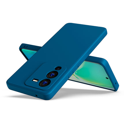 Mobizang Matte Lens Protective Shockproof Flexible Back Cover for Vivo V25 PRO (5G) , Slim Silicone with Soft Lining Shockproof Flexible Full Body Bumper Case (Blue)