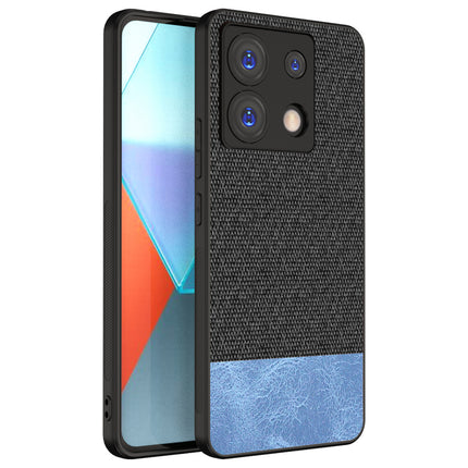 Mobizang Soft Fabric & Leather Hybrid Protective Back Cover for Redmi Note 13 PRO | Shockproof Slim Hard Anti Slip Back Case (Black , Blue)