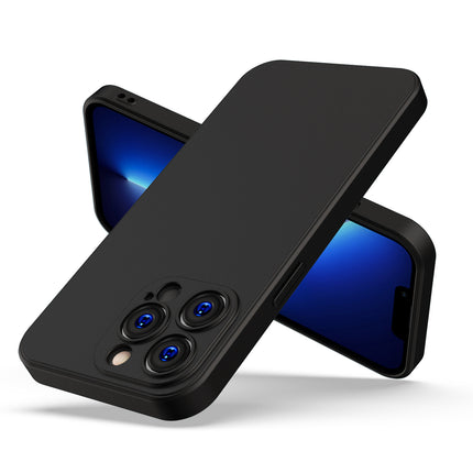 Matte Lens Protective Back Cover for Apple iPhone 13 PRO MAX (6.7) , Slim Silicone with Soft Lining Shockproof Flexible Full Body Bumper Case (Black)