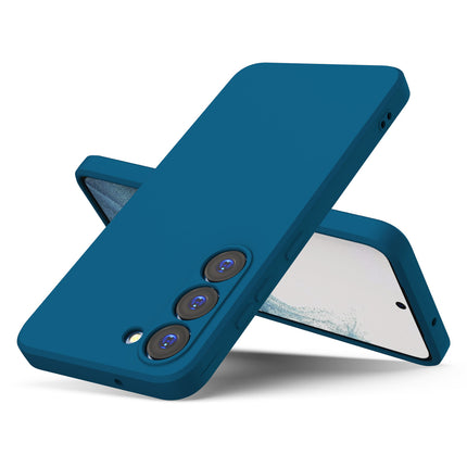 Mobizang Matte Protective Lens Flexible Back Cover for Samsung Galaxy S23 , Slim Silicone with Soft Lining Shockproof Full Body Bumper Case (Blue)