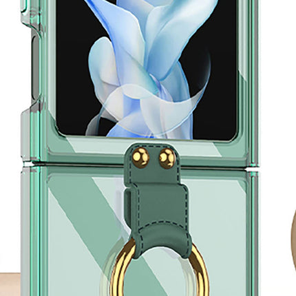 Mobizang Clear Airbag Ring Back Case for Samsung Galaxy Flip5 / Z Flip 5 ,Transparent Shockproof Slim Hard Protective Cover (Green)