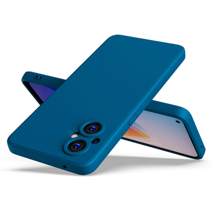 Matte Lens Protective Shockproof Flexible Back Cover for Oppo F21 PRO (5G), Slim Silicone with Soft Lining Shockproof Flexible Full Body Bumper Case (Blue)