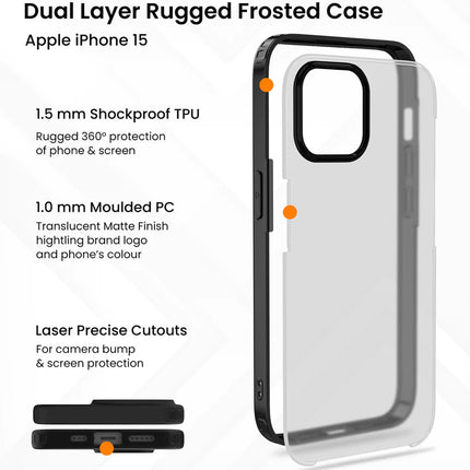Mobizang Shield Frosted Acrylic Back Shock Proof Case Cover for Apple iPhone 15 (Black)