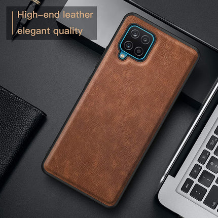 Tux Back Case for Samsung Galaxy M12 / F12 , Slim Leather Case with Soft Edge Shockproof Back Cover (Brown)