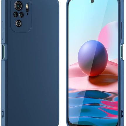 Matte Lens Protective Back Cover for Redmi Note 10 / Note 10S , Slim Silicone with Soft Lining Shockproof Flexible Full Body Bumper Case , Blue